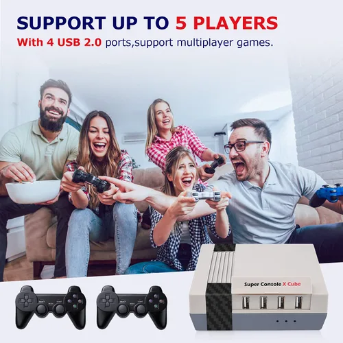 Vista 5 de Retro Video Game Console, Super Console X Cube Built-in 95,000+ Games, TV&Game Systems in 1, Game Consoles Support for 4K TV 1080P HD Output, 4 USB