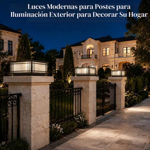 Vista 2 de Luces de poste al aire libre cableadas, modernas lámparas de pilar de valla
