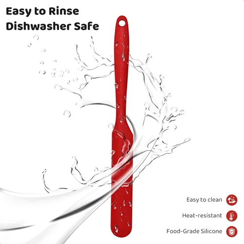 Vista 3 de Raspador de tarro de silicona con mango largo, esparcidor de mermelada para mantequilla de maní, espátula de cocina para hornear y glaseado