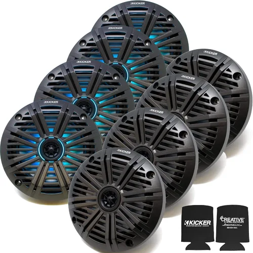 Vista 14 de KICKER Paquete de altavoces coaxiales marinos de repuesto OEM negro de 6.5 "4 ohmios - 8 altavoces Eight black 6.5 in 4-ohm coaxial OEM