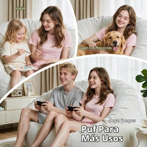 Vista 4 de Homguava - Sillón puff de 4 pies Sillón estilo puff grande de 4 pulgadas con relleno de espuma viscoelástica, sofá suave con funda de terciopelo Lima