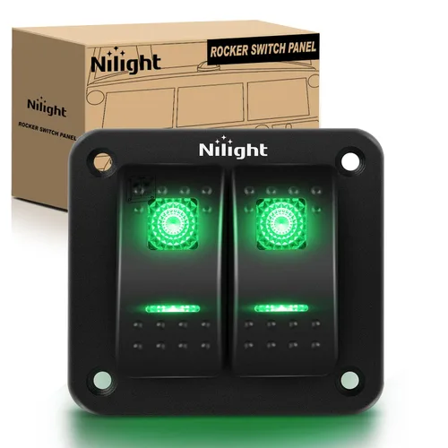Vista 19 de Nilight Panel de Interruptores Basculantes de 2 Posiciones con Luz LED Naranja, 5 Pines On/Off, Interruptores Basculantes de Aluminio Precableados