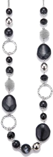 Vista 2 de PEARL&CLUB Juego de collares largos con cuentas negras, regalos de joyería para mujer