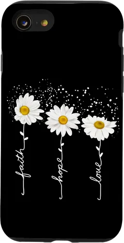 Vista 18 de Funda para iPhone 14 Pro Max Faith Hope Love para regalo, diseño de margaritas blancas