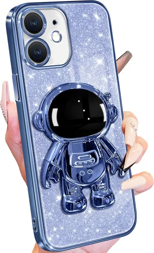 Vista 29 de Buleens Funda para iPhone 11 Pro Max Astronauta, Fundas Transparentes para iPhone 11 ProMax con Papel con Purpurina y Soporte de Astronauta, Mujeres