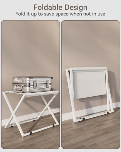 Vista 5 de IBUYKE Soporte de equipaje para todos los tamaños de maleta, soporte de equipaje de metal, soporte plegable para maleta, fácil de montar