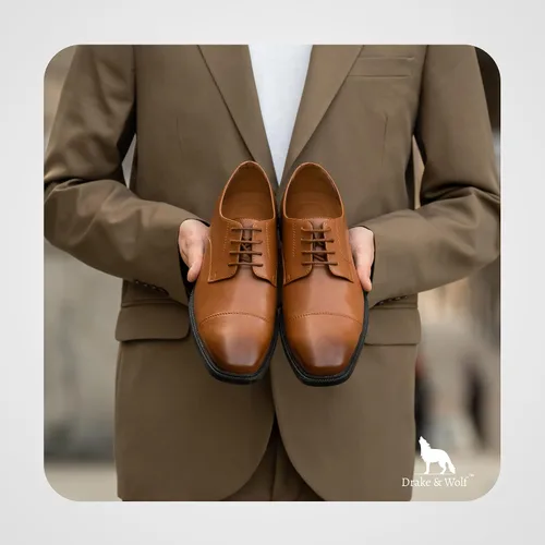 Vista 8 de Drake & Wolf Handmade Mens Oxford Shoes - Mens Dress Shoes - Classic Manmade Microfiber Leather Oxfords for Men Casual Dress Shoes - Comfortable