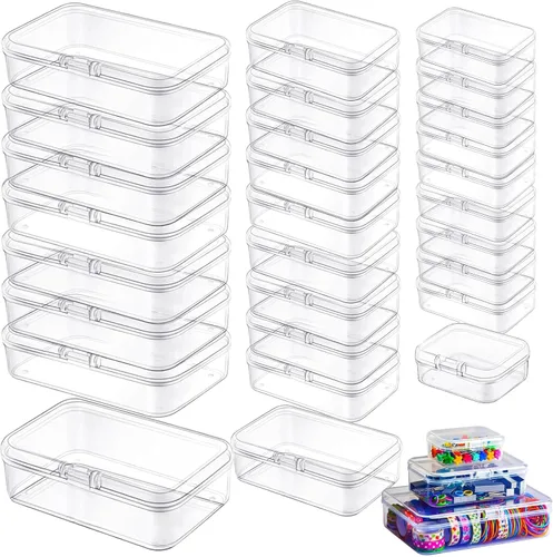 Vista 9 de LJY Contenedores de almacenamiento de plástico de 28 piezas con tapas (3 tamaños surtidos), caja organizadora rectangular, cajas de almacenamiento