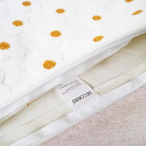 Vista 7 de DECOBIRD Funda de almohada bordada de 18 x 18 pulgadas, diseño floral beige, decoración del hogar, funda de almohada bordada de lona de algodón