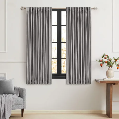 Vista 36 de PRIMROSE Cortinas de terciopelo champán de 63 pulgadas de largo para sala de estar, juego de 2 paneles opacos, bolsillo para barra, pestaña trasera