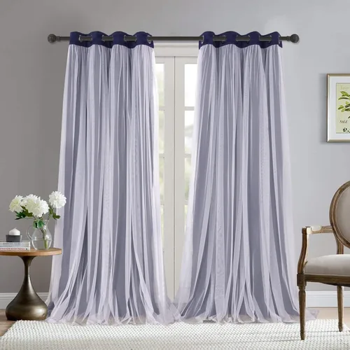 Vista 43 de BONZER Cortinas opacas con superposición transparente, mezcla y combina paneles de ventana de doble capa con aislamiento térmico para sala de estar
