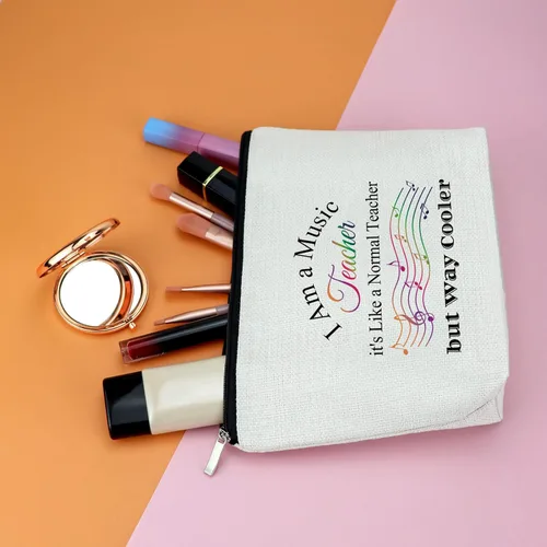 Vista 5 de Regalo para profesores de música para amantes de la música, bolsa de maquillaje, guitarra, regalos para profesores, regalos de San Valentín