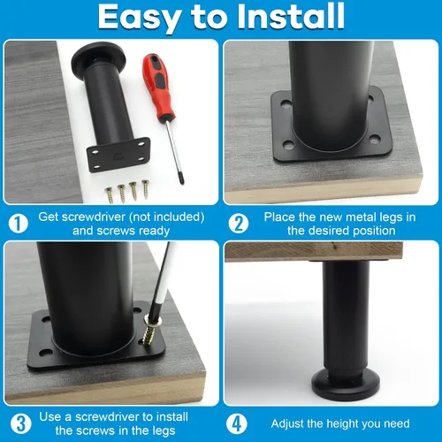 Vista 4 de Patas ajustables de metal para muebles de 4.7 a 7 pulgadas, extensión de patas de gabinete resistentes