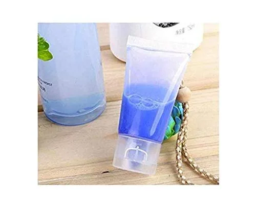 Vista 5 de 10 piezas de plástico transparente vacío recargable de plástico suave para apretar, tapa abatible, botella cosmética para loción corporal