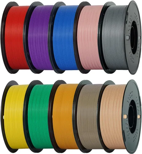 Vista 40 de Kingroon PLA - Filamento para impresora 3D, 10 carretes, precisión dimensional de +/- 0.02 mm, carrete de 10 kg (22 libras), 1.75 mm, 5 negro + 5