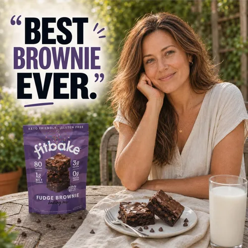 Vista 5 de FitBake Keto - Mezcla para hornear de brownie de dulce de azúcar baja en carbohidratos 0.04 oz de carbohidratos netos por porción Sin azúcar