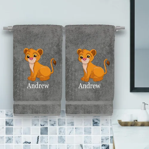 Vista 6 de Toalla de mano personalizada para niños, 100 % algodón turco, texto personalizado e impresiones de animales