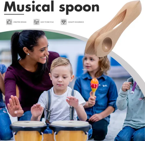 Vista 4 de GANAZONO Cucharas musicales de percusión tradicionales, instrumentos de percusión folclóricos de madera para sonido folclórico irlandés a