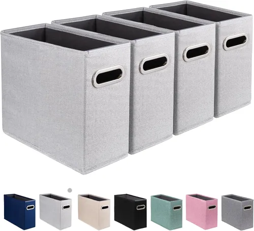 Vista 15 de Paquete de 2 cajas de almacenamiento de archivos tamaño carta plegables, organizador de carpetas colgantes de tela, soporte portátil para documentos