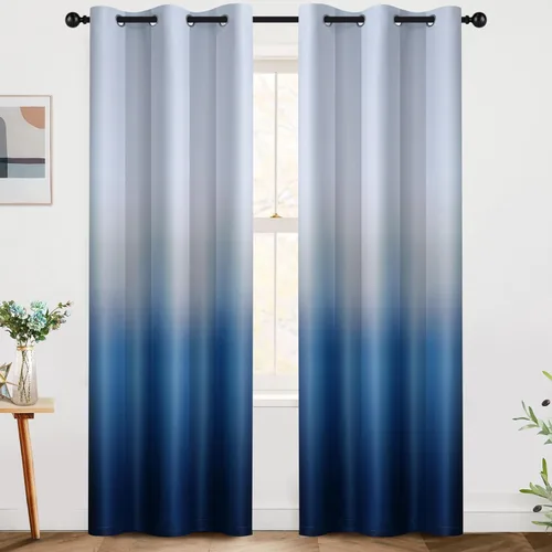 Vista 128 de SimpleHome Cortinas degradadas degradadas para oscurecer la habitación de 36 pulgadas de largo para dormitorio, con ojales y bloqueo de luz Negro