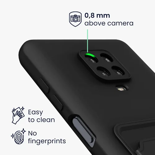 Vista 3 de kwmobile Funda compatible con Xiaomi Redmi Note 9S / 9 Pro / 9 Pro Max - Funda para teléfono TPU con tarjetero - Negro mate