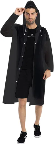 Vista 34 de Abrigos de lluvia (paquete de 2) – Ponchos de lluvia reutilizables de EVA para adultos, chaquetas impermeables para hombres y mujeres