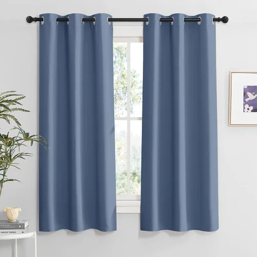 Vista 144 de RYB HOME - Cortinas para armario de 36 pulgadas, cortinas para oscurecer la habitación con ojales resistentes a la oxidación, cortinas de Aqua