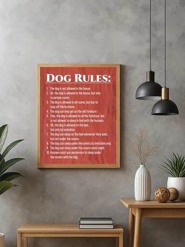 Vista 7 de AMERICAN LUXURY GIFTS Dog Rules - Divertido arte de pared de animales - Decoración de cocina y entrada - Impresión sin marco de 11 x 14 pulgadas
