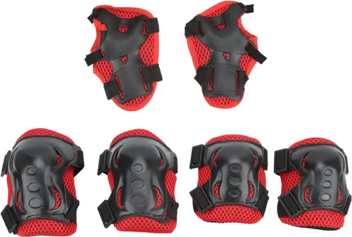 Vista 4 de OUKENS Rodilleras coderas, coderas, guardias, equipo de protección, rojo, para niños de 5 a 16 años, para niños y jóvenes, para patines de ruedas