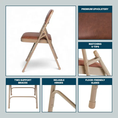 Vista 10 de OEF Furnishings OEF1203 Silla plegable acolchada de vinilo de grado comercial (marrón, paquete de 4)
