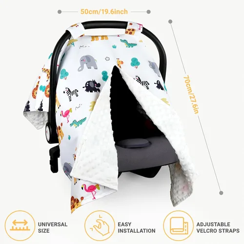 Vista 3 de Metplus Funda para asiento de coche 2 en 1 para bebé, toldo para asiento de coche para bebés, funda de lactancia multiuso para mamá, fundas