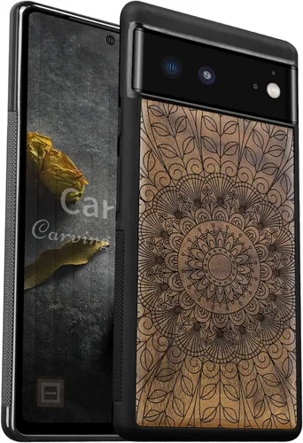 Vista 15 de Carveit Funda de madera para Pixel 6 2021 [madera natural y TPU suave] a prueba de golpes, funda de madera única compatible con Google Pixel 6
