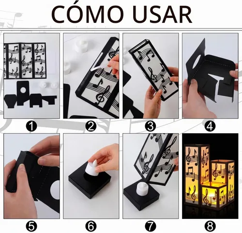 Vista 5 de Rossesay 12 juegos de centros de mesa musicales para mesa, 3 tamaños, notas musicales, cajas de linternas de papel, ideas de mesa para decoración