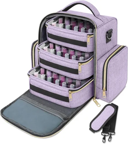 Vista 16 de YOREPEK XL - Estuche organizador de esmalte de uñas para 96 a 100 botellas Rosa-96bottles