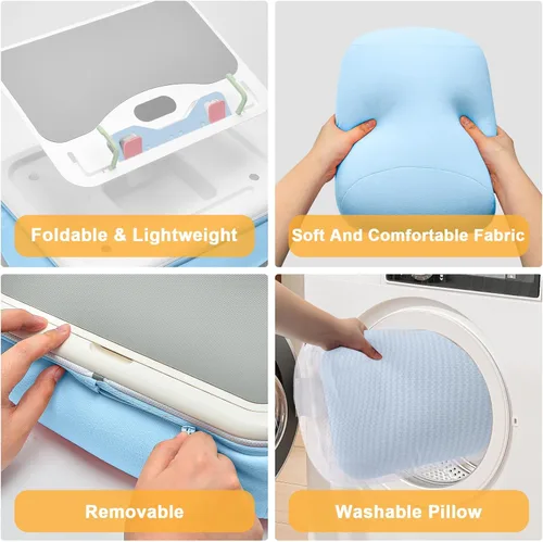 Vista 3 de Lap Beanbag - Soporte de almohada para Kindle con almohadilla de silicona, soporte de iPad ajustable en ángulo para cama, almohada de tableta