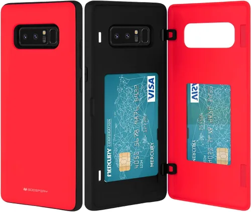 Vista 8 de GOOSPERY Funda tipo cartera para Galaxy Note 8 con tarjetero, funda protectora de doble capa para teléfono (negro)