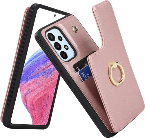 Vista 29 de Lipvina Funda para Samsung Galaxy A03s con tarjetero, Galaxy A03s Funda tipo cartera para mujer, tarjetero de crédito, soporte de anillo, fundas