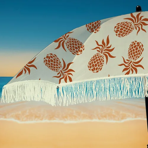 Vista 28 de Sombrilla de playa para arena, resistente al viento, con bolsa de anclaje de arena, portátil, flecos, bolsa de mezclilla, cuenta con parte inferior