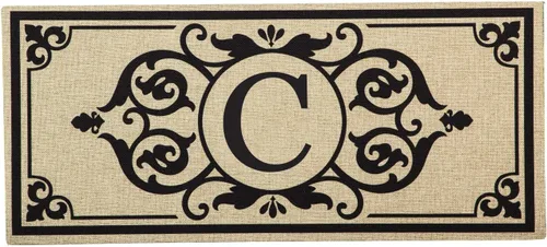 Vista 6 de Evergreen Flag Cambridge Monogram Letra A Burlap Sassafras Switch Mat 22" x 10