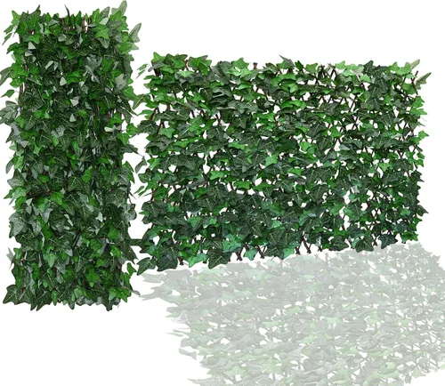 Vista 13 de Pantalla de Privacidad Expandible para Balcón Patio Exterior, Panel Decorativo de Cercado de Hiedra Artificial, Setos Artificiales
