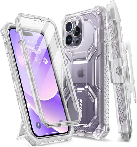 Vista 9 de i-Blason Armorbox - Funda para iPhone 14 Pro Max con soporte [protector de pantalla integrado] [protección de grado militar] Funda protectora Negro