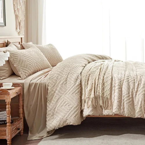 Vista 4 de Zzlpp Juego de edredón individual de 5 piezas, ropa de cama beige en una 01 - Beige