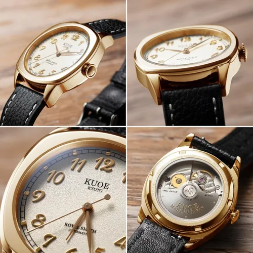 Vista 2 de KUOE Royal Smith 90-008 Gold, 34mm Automatic Watch with 2 Leather Bands