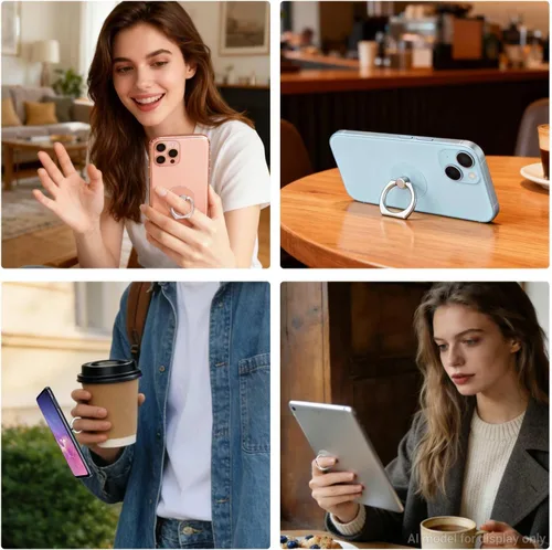 Vista 7 de VOVIGGOL Soporte transparente para anillo de teléfono, 2 piezas, rotación de 360°, soporte de anillo para teléfono celular, soporte de dedo móvil