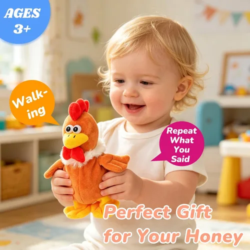 Vista 6 de Hopearl Pollo parlante, repite lo que dices asintiendo, regalo de amigos, de juguetes animados o de forma animada, eléctricos, para niños pequeños