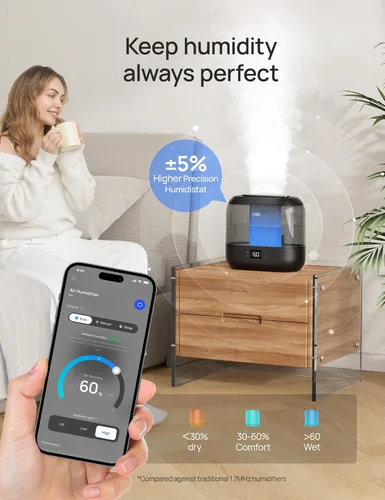 Vista 3 de Dreo Humidificadores inteligentes para dormitorio, humidificador supersized de gran tamaño de 4 L de llenado superior para habitación grande con 28