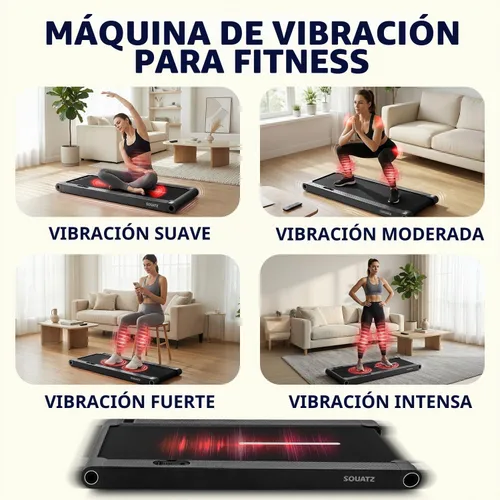 Vista 3 de Squatz Caminadora 2 en 1 con placas de vibración, almohadilla compacta para caminar debajo del escritorio con control remoto, pantalla LED, cinturón