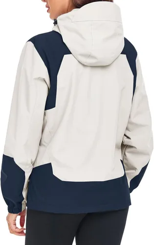 Vista 3 de SaphiRose Chaqueta impermeable para mujer, ligera, para exteriores, con capucha extraíble