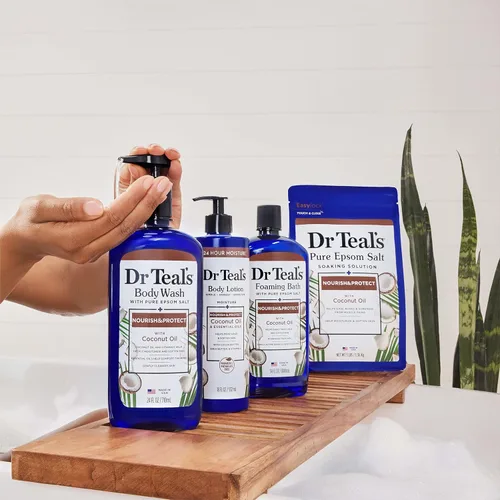 Vista 10 de Dr Teal's Remoja con sal de Epsom pura, nutre y protege con aceite de coco, 3 libras (paquete de 2)