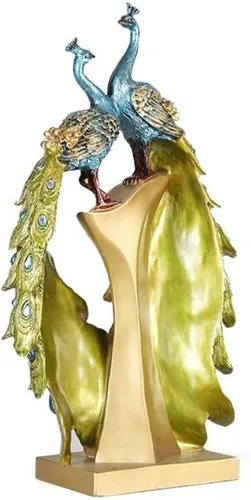 Vista 3 de Figura creativa de resina de estutuas de pavo real de 14 pulgadas, decoración interior del hogar, regalos de boda (corazón)